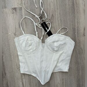 White linen corset top